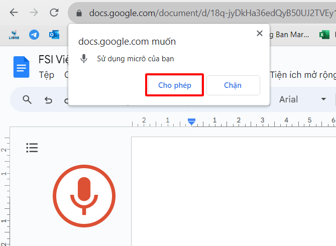 nhập văn bản bằng giọng nói trên google docs